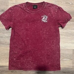 Empyre Graphic T-Shirt Skeleton Butterfly Mushroom Burgundy Medium